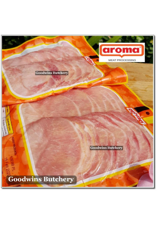 Aroma Bali frozen pork HAM SMOKED LOIN sliced 250g